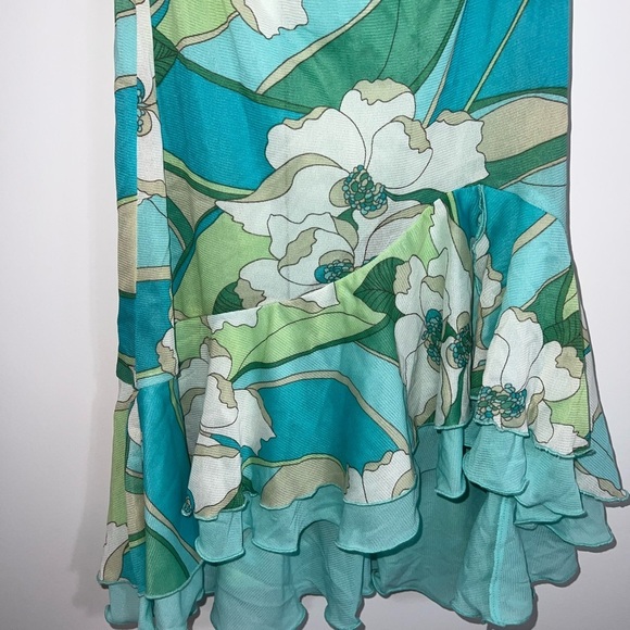 Vintage Y2K green floral midi dress medium - Picture 2 of 11